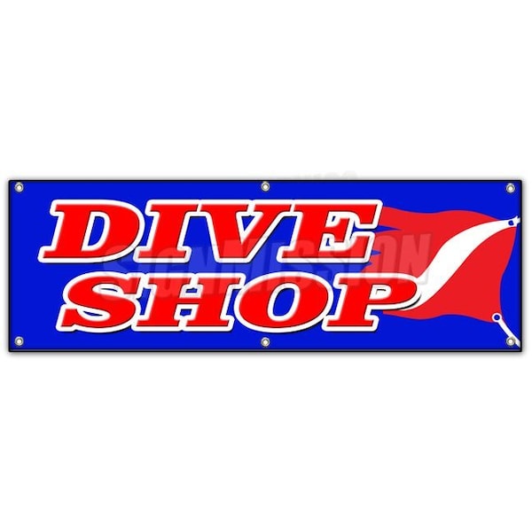 DIVE SHOP BANNER SIGN diving gear scuba rental sale deep sea lessons